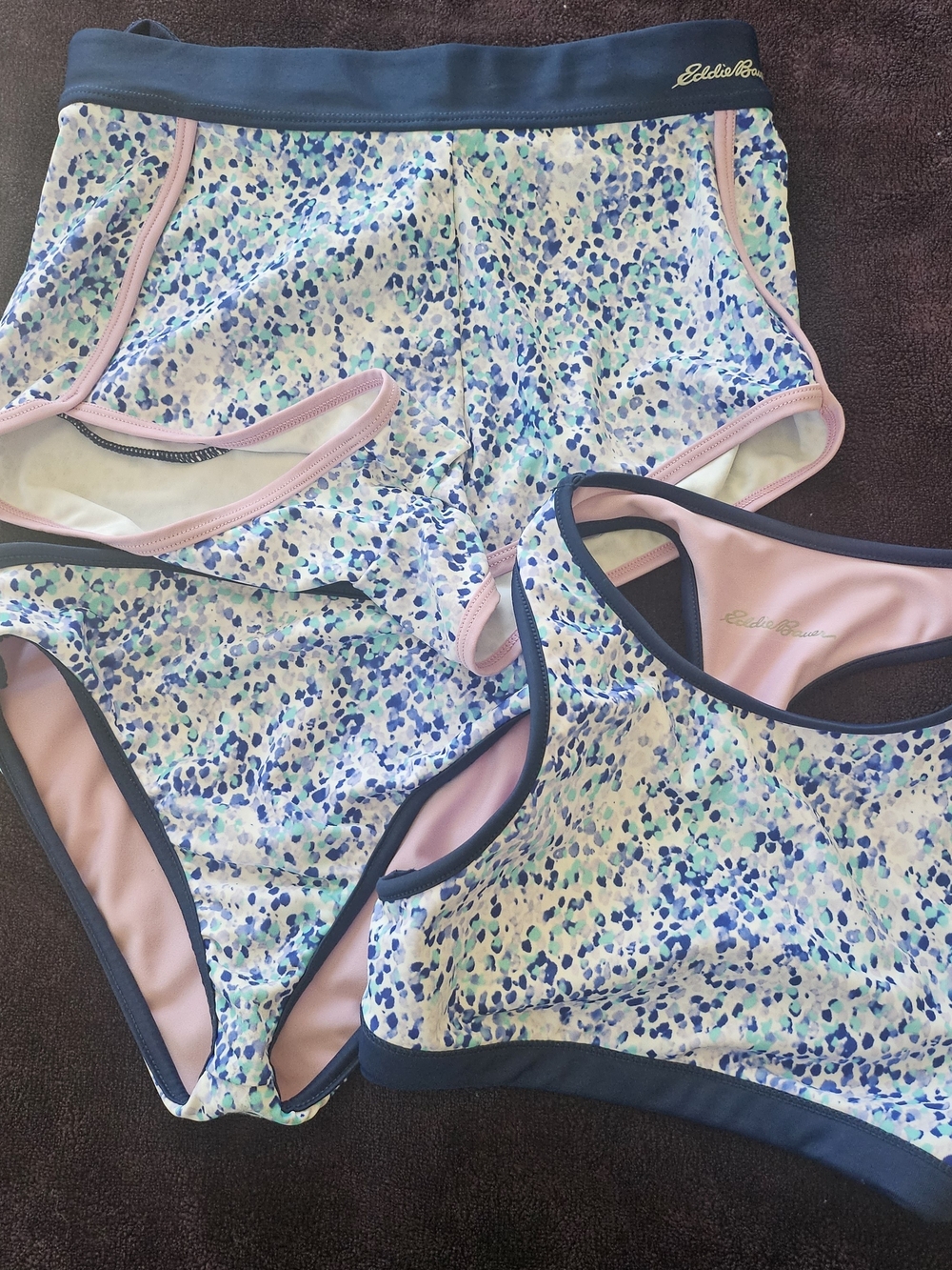 Eddie Bauer 3 Piece Kids Navy Blue Bottoms Swim Set
